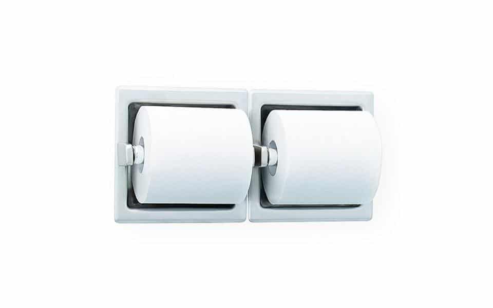 Bradley 5124 Recessed Satin Stainless Steel Dual Roll Toilet Paper Dispenser