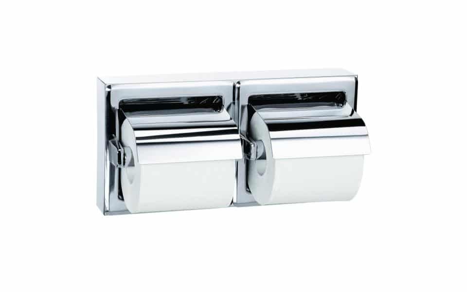 Bradley 5126 Surface-Mounted Hinged Hood Dual Roll Toilet Paper Dispenser