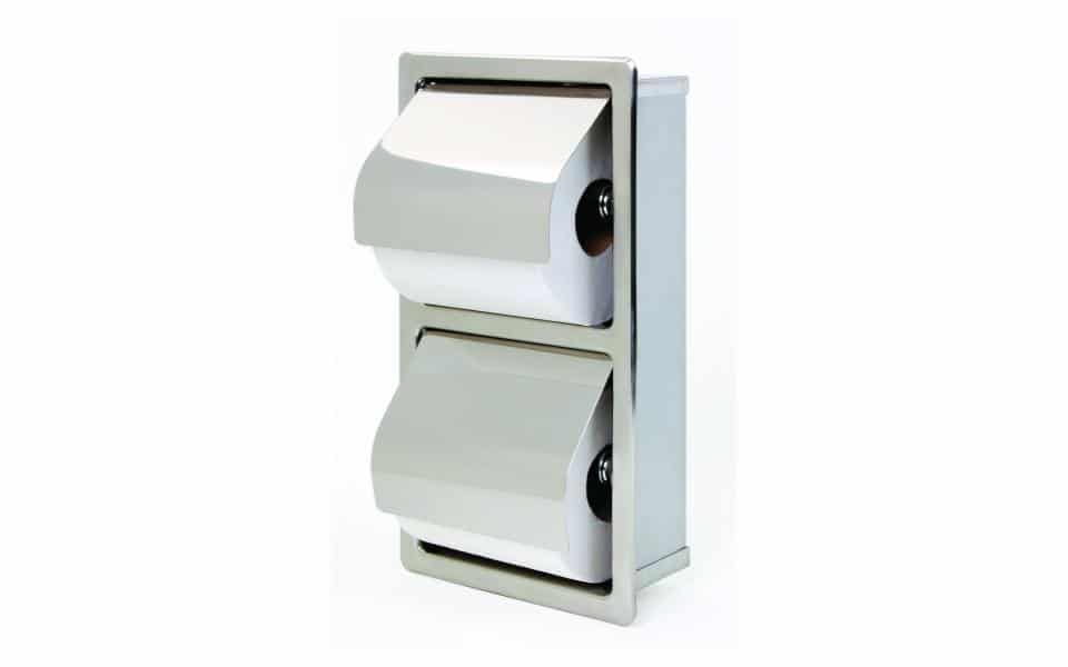 Bradley 5127 Recessed Hinged Hood Stacking Rolls Toilet Paper Dispenser