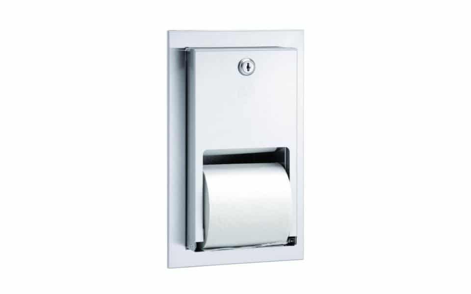 Bradley 5412 Recessed Stainless Steel Stacking Rolls Toilet Paper Dispenser