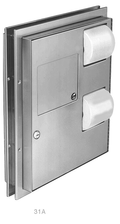 Bradley 594 Paper Dispenser & Napkin Disposal 2-Stall Combination Unit