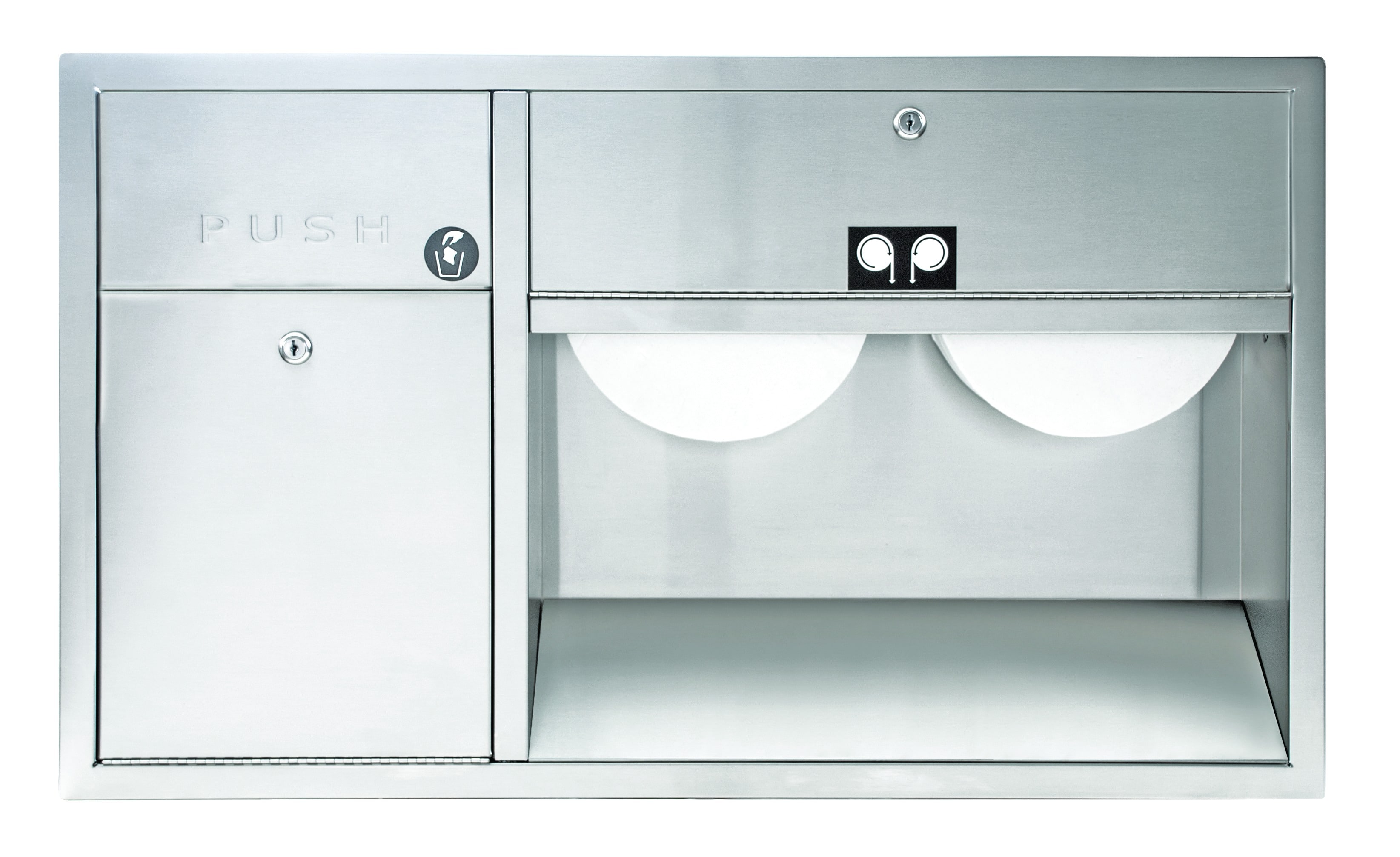 Bradley 5951/5952 Jumbo Dual Roll Paper Dispenser & Waste Receptacle Combination Unit