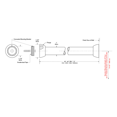 Bobrick Shower Curtain Rod with Concealed Mounting B-207 - Image 3