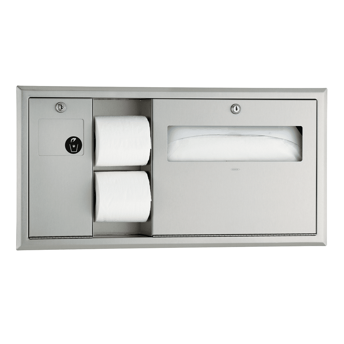 Bobrick Recessed Toilet Tissue, Seat Cover Dispenser and Waste Disposal B-3091