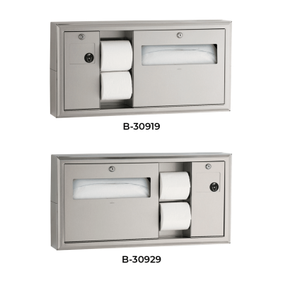 Bobrick Surface-Mount Toilet Tissue, Seat Cover Dispenser and Waste Disposal B-30919 - Image 2