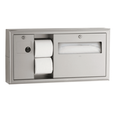 Bobrick Surface-Mount Toilet Tissue, Seat Cover Dispenser and Waste Disposal B-30919