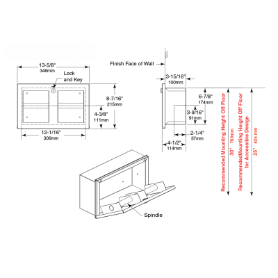 Bobrick Recessed Multi-Roll Toilet Tissue Dispenser B-35883 - Image 2