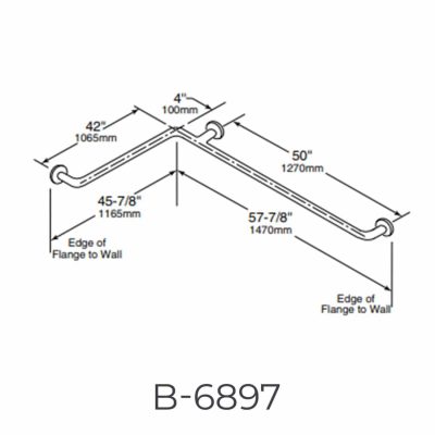 Bobrick 1 ½” Diameter Two-Wall Grab Bar B-6861 - Image 8