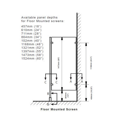 Floor Mounted Urinal Screen - Stainless Steel - Image 2
