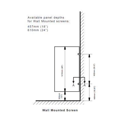 Wall Hung Urinal Screen - Powder Coated - Image 2