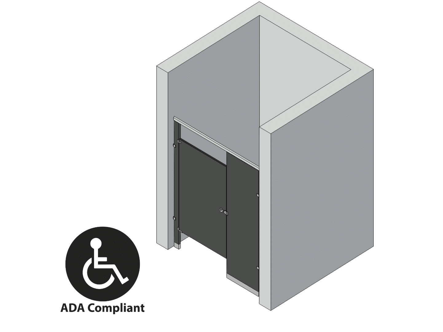 Bathroom Partitions - 1 Stall - Between Walls Left Hand ADA