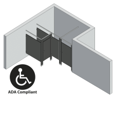 Bathroom Partitions - 2 Stalls - Alcove Right Hand ADA