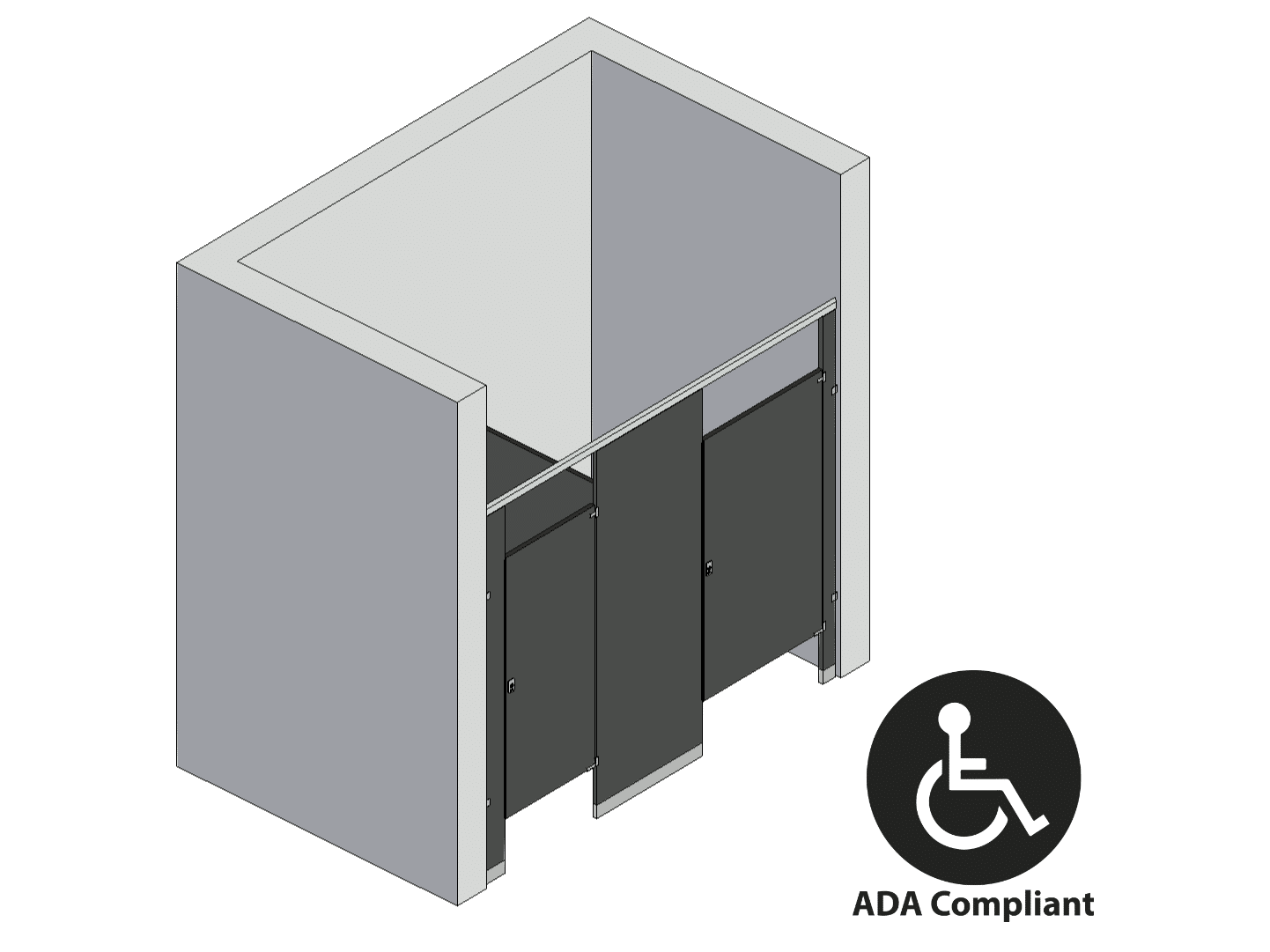Bathroom Partitions - 2 Stalls - Between Walls Right Hand ADA