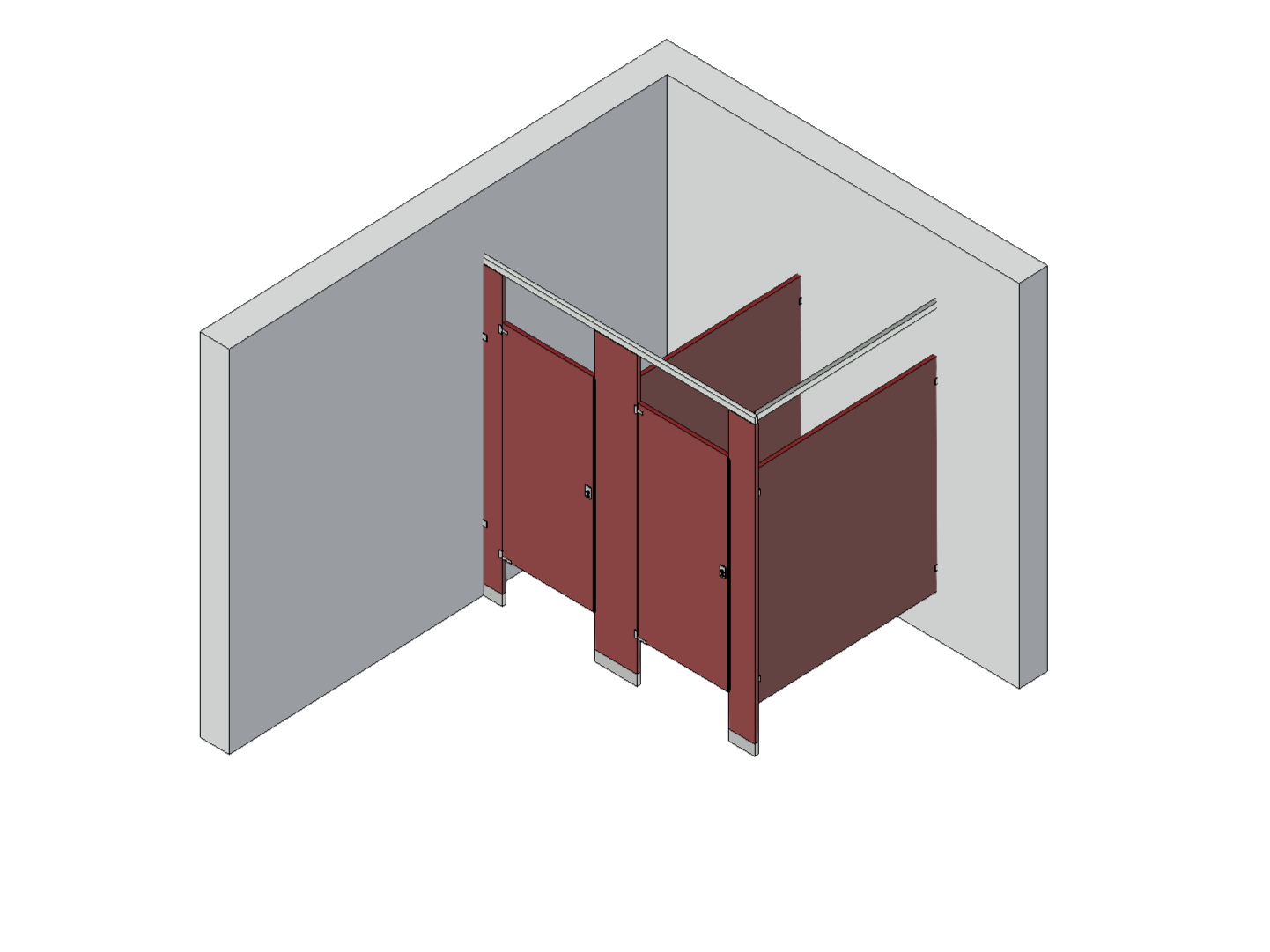 Bathroom Partitions - 2 Stalls - Corner Left Hand Standard