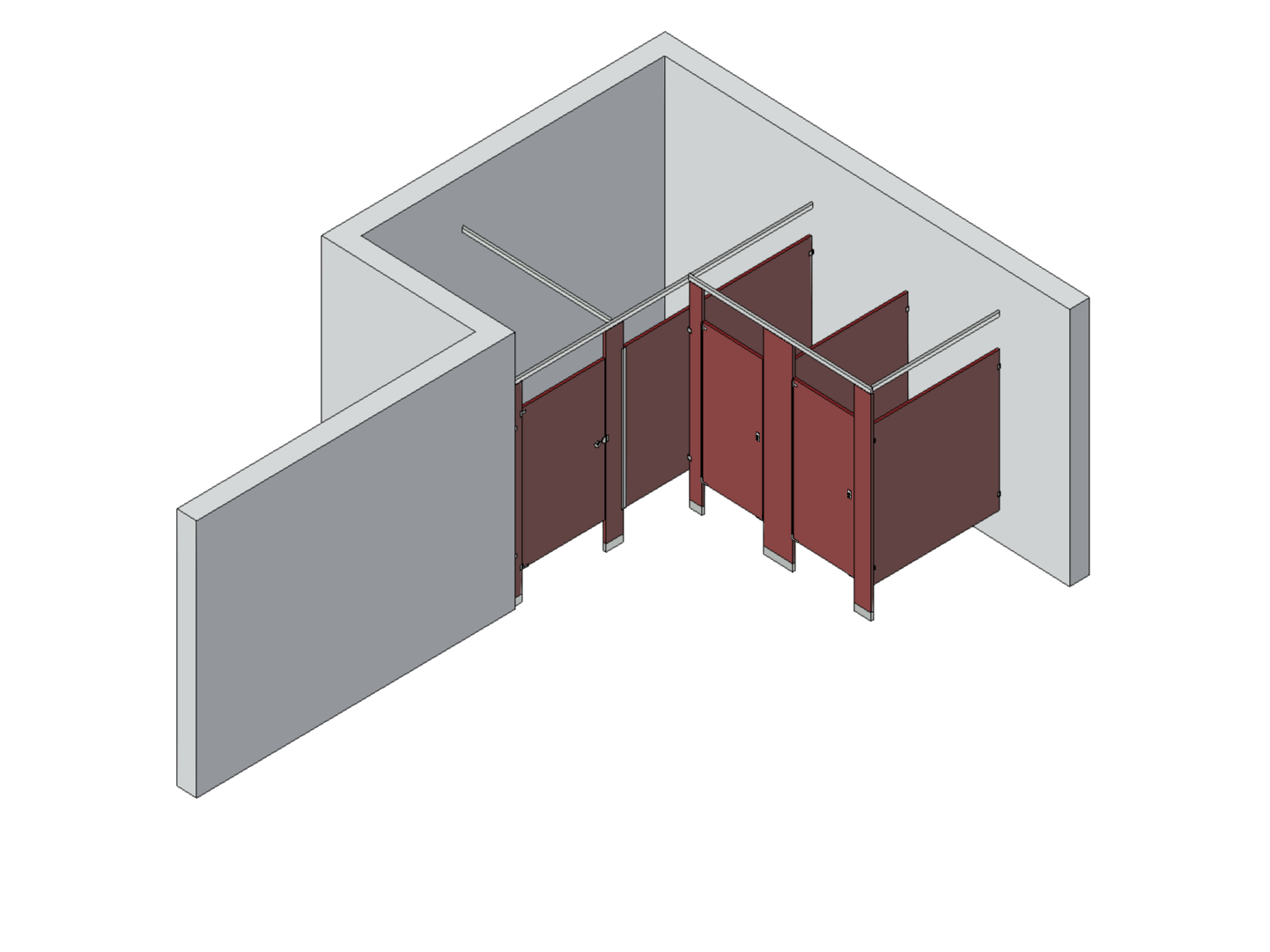 Bathroom Partitions - 3 Stalls - Alcove Left Hand Standard
