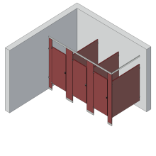 Bathroom Partitions - 3 Stalls - Corner Left Hand Standard