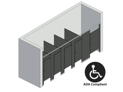 Bathroom Partitions - 5 Stalls - Between Walls Right Hand ADA