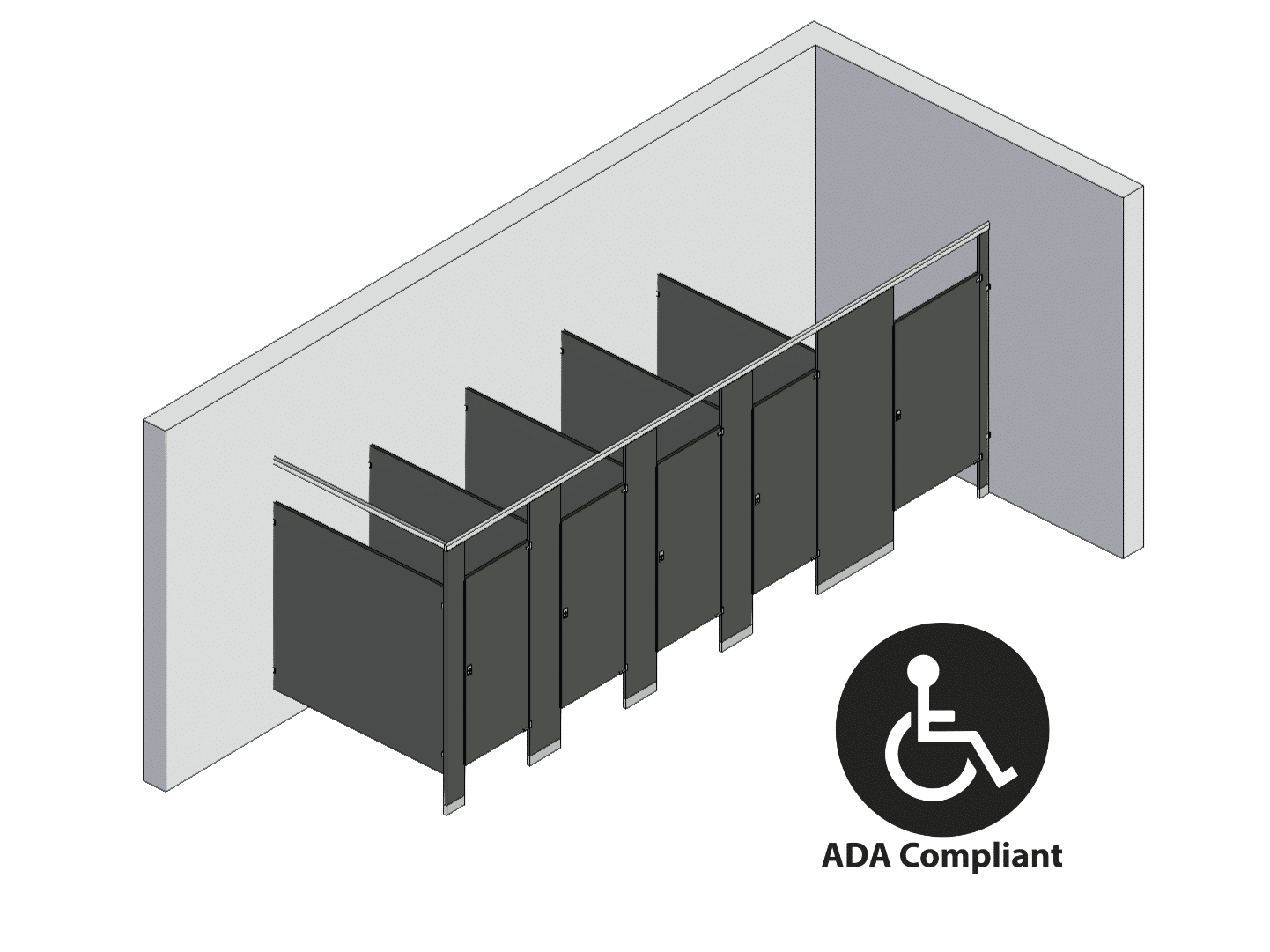 Bathroom Partitions - 5 Stalls - Corner Right Hand ADA