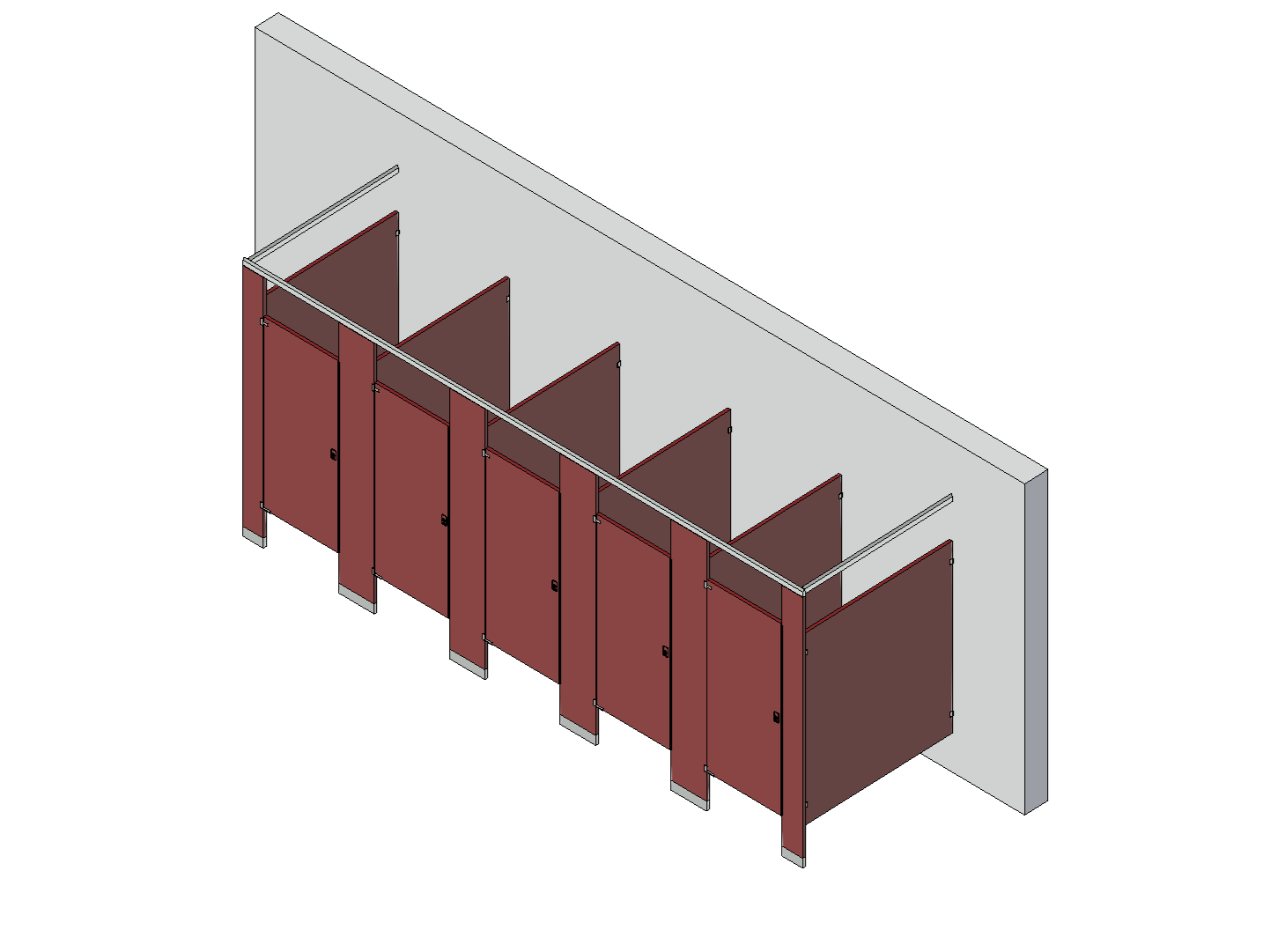 Bathroom Partitions - 5 Stalls - Free Standing Left Hand Standard