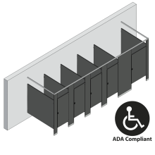 Bathroom Partitions - 5 Stalls - Free Standing Right Hand ADA