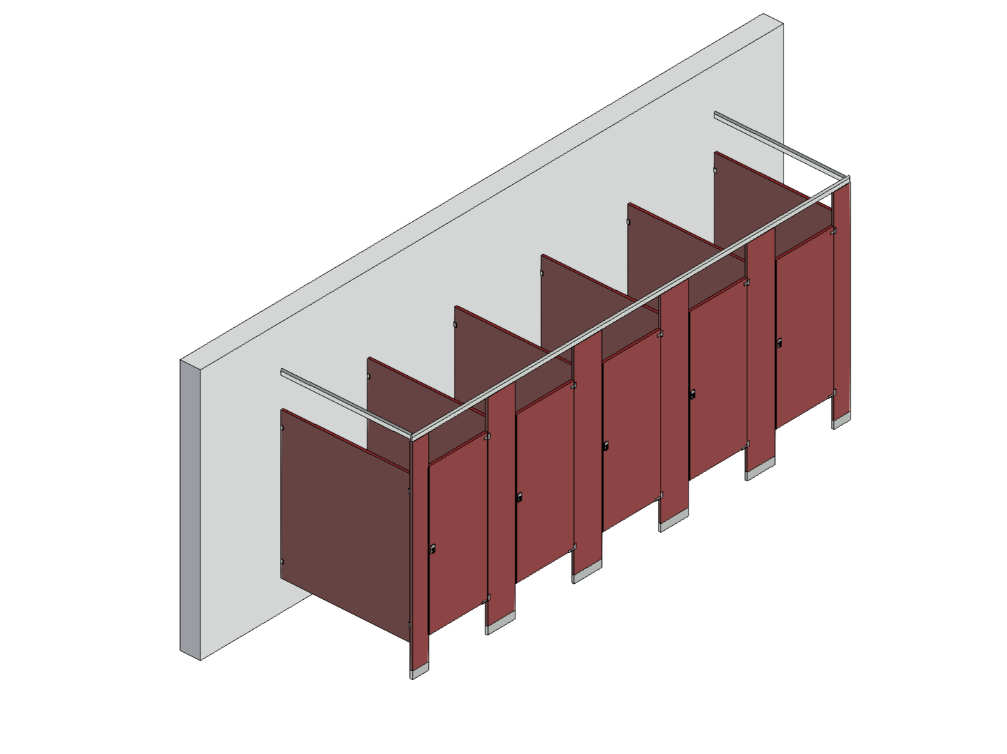 Bathroom Partitions - 5 Stalls - Free Standing Right Hand Standard