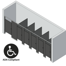 Bathroom Partitions - 6 Stalls - Between Walls Left Hand ADA