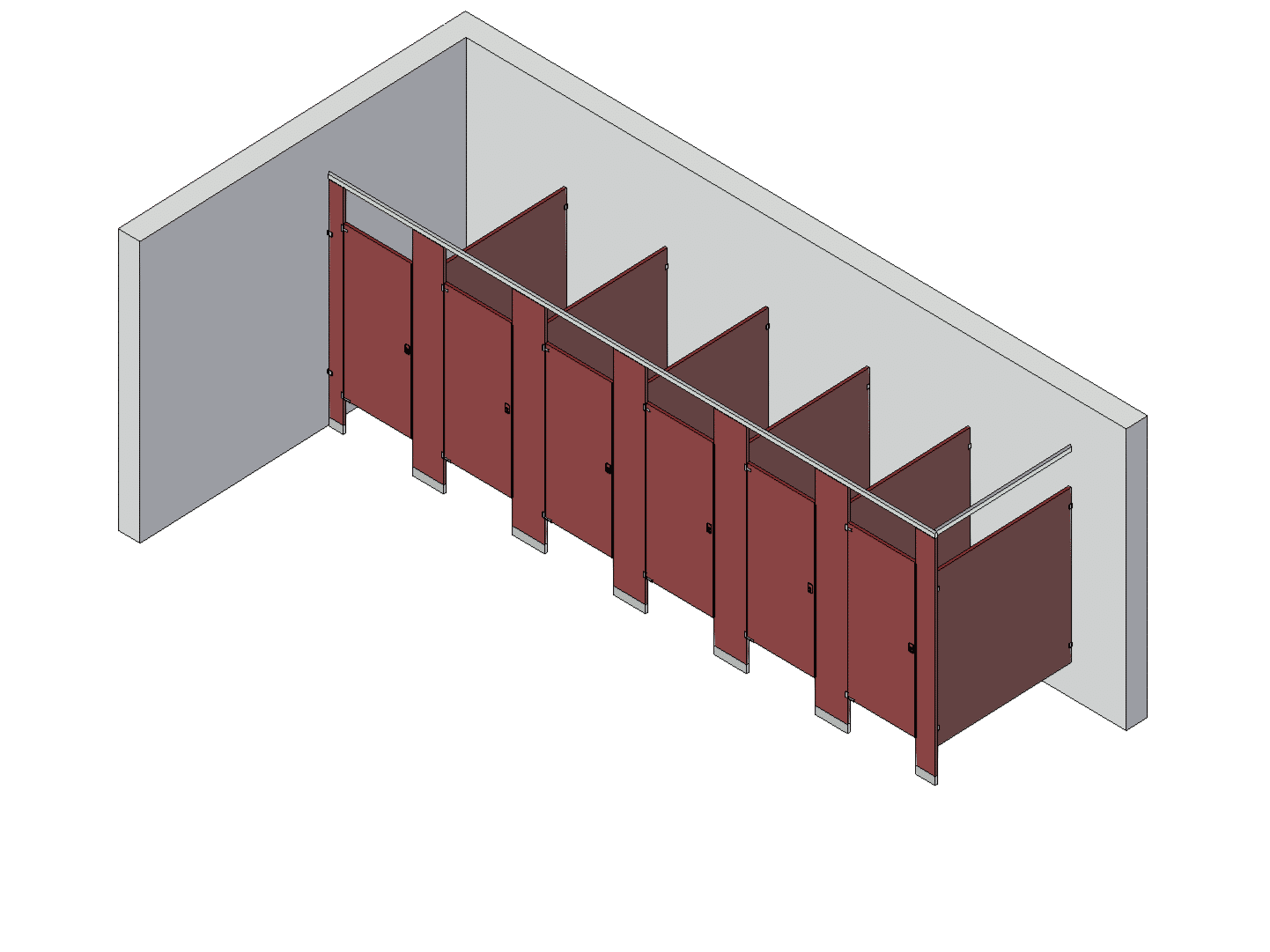 Bathroom Partitions - 6 Stalls - Corner Left Hand Standard