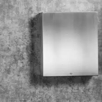 Photograph of a Fino Collection stainless steel hand dryer