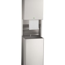 Recessed Convertible Auto Roll Towel Dispenser / Waste Receptacle, Satin Finish, 18-Gallon