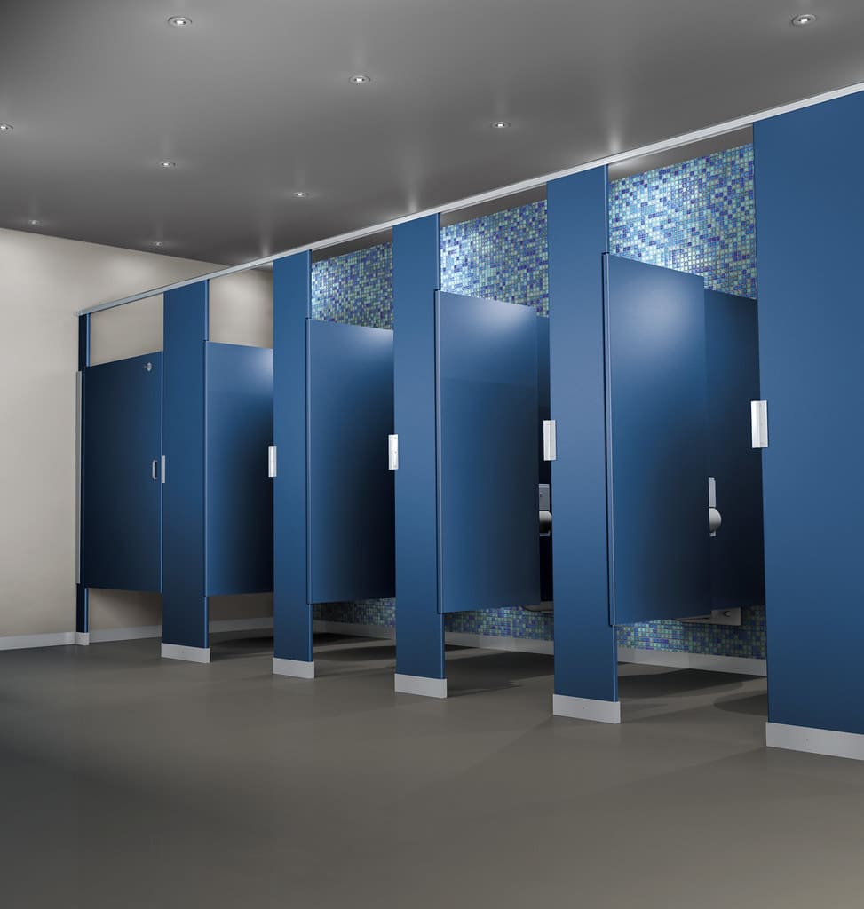 Scranton Bathroom Partitions in Dark Brown