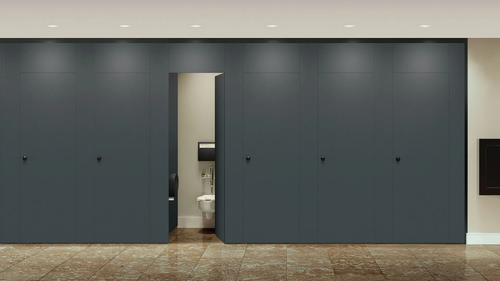 ASI Solid Plastic Toilet Partition in Dark Gray