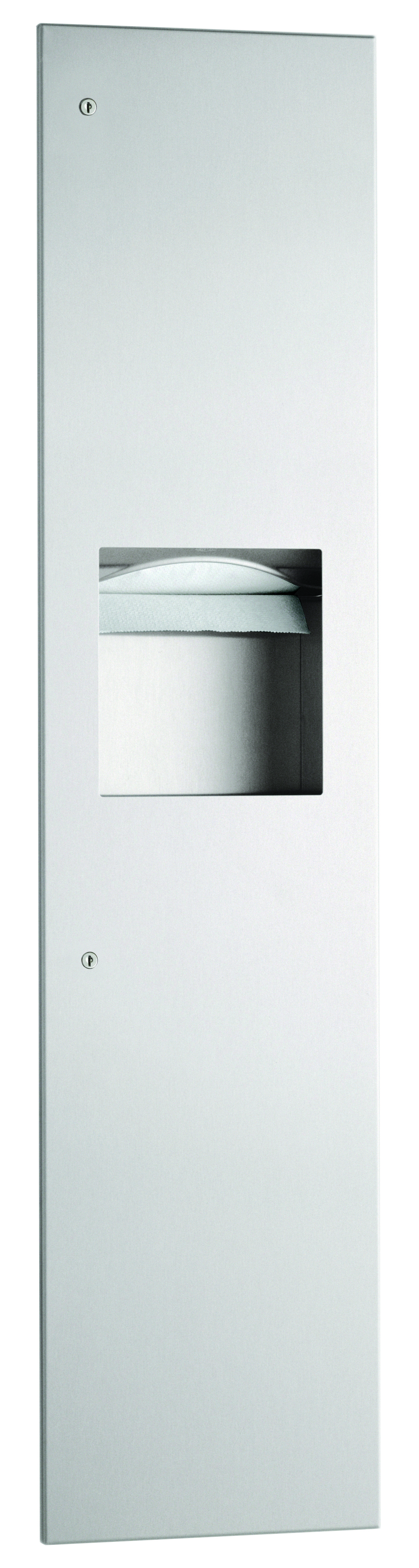 Recessed Paper Towel Dispenser and Waste Receptacle, Satin Finish, 3.8-Gallon Waste