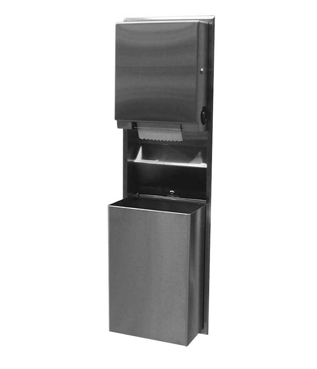 Recessed Convertible Pull Towel Dispenser / Waste Receptacle, Satin Finish, 18-Gallon Waste