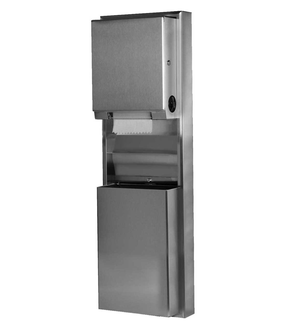 Surface-Mounted Convertible Roll Towel Dispenser/ Waste Receptacle, Satin Finish, 12-Gal.