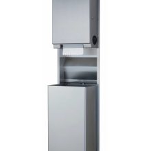 Recessed Convertible Pull Towel Dispenser / Waste Receptacle, Satin Finish, 12-Gallon Waste