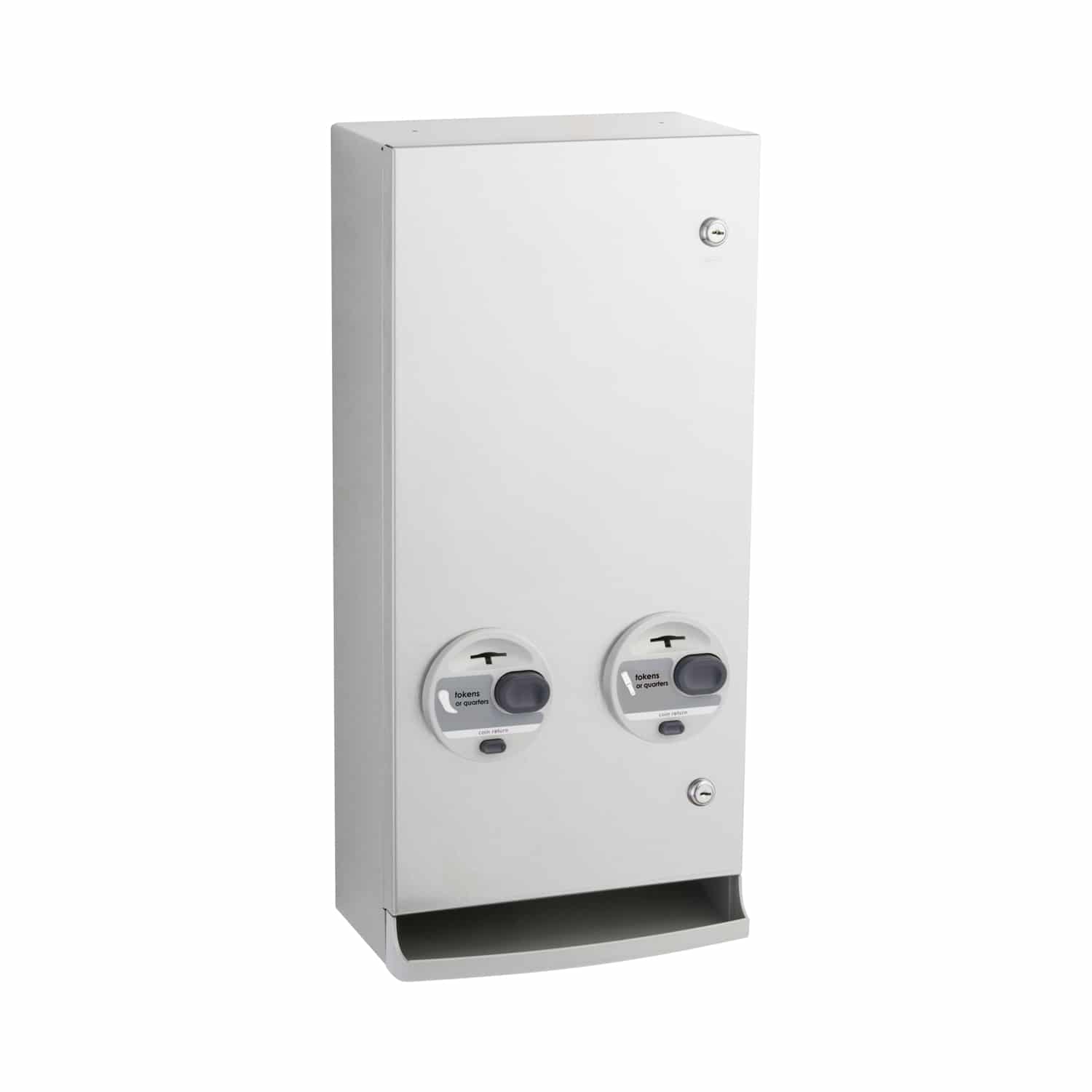 Surface-Mounted Napkin-Tampon Dispenser, Token Operation, Satin Finish