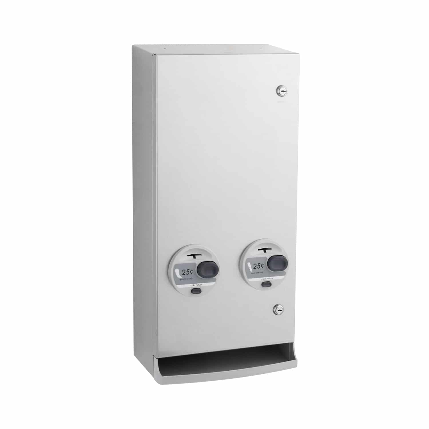Surface-Mounted Napkin-Tampon Dispenser, 25-Cent Operation, Satin Finish