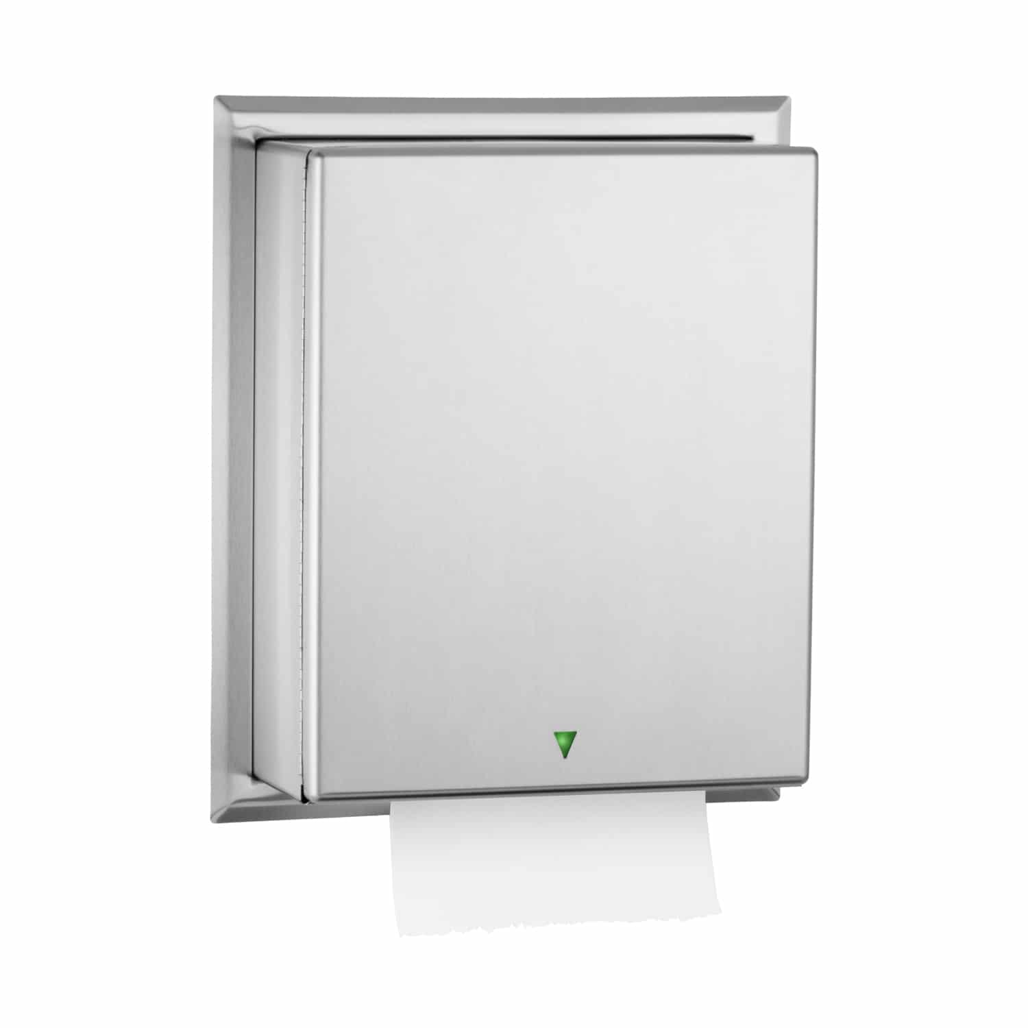 Semi-Recessed Automatic Roll Paper Towel Dispenser, Satin Finish