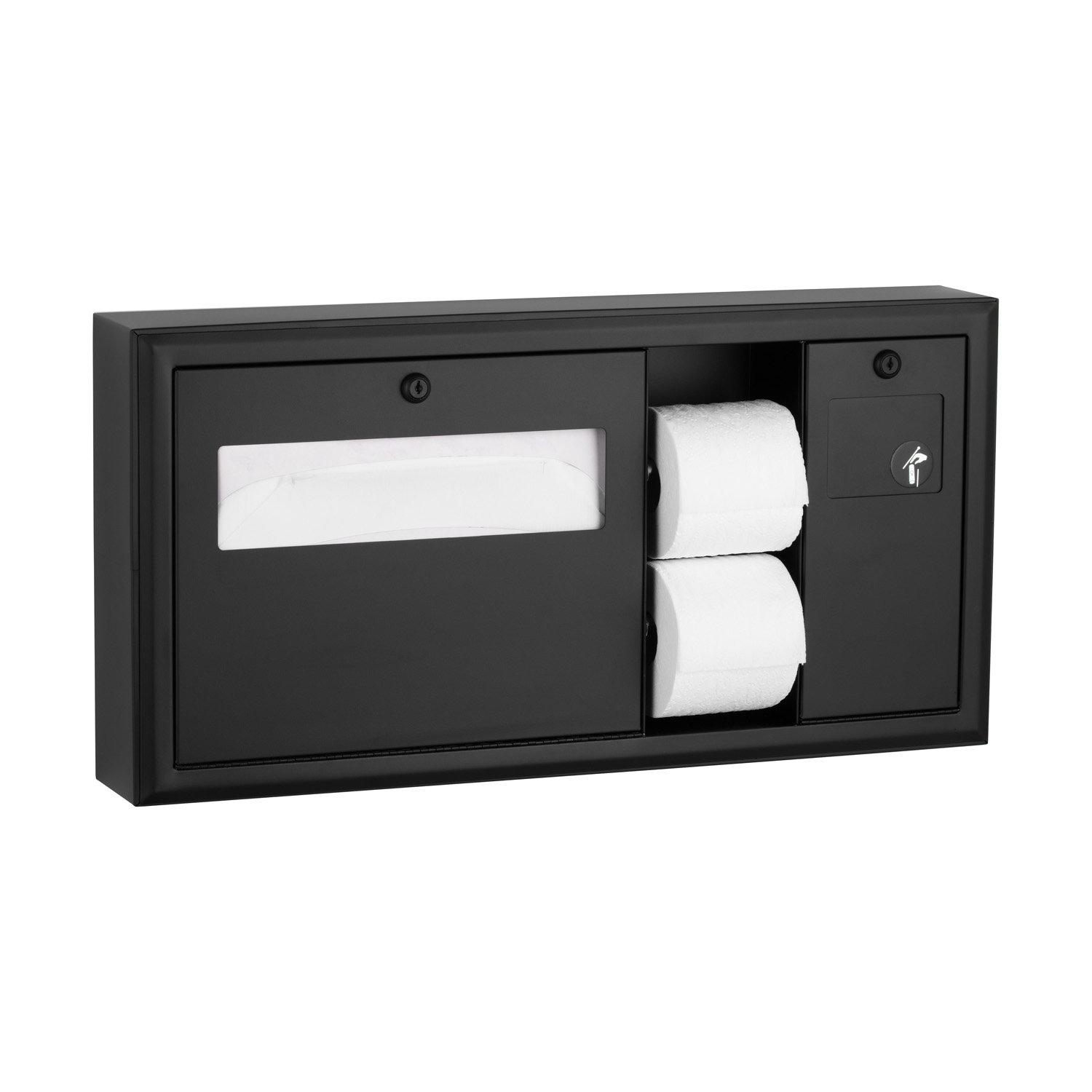 Surface-Mounted Horizontal Toilet Tissue / Seat-Cover Dispenser / Waste Disposal, Right Side
