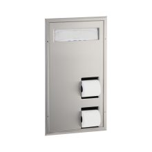 Partition-Mounted Toilet Tissue / Seat Cover Dispenser, Left Side While Seated, Satin Finish