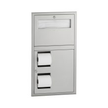 Recessed Toilet Tissue / Seat Cover Dispenser, Right Side While Seated, Satin Finish