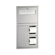 Recessed Toilet Tissue / Seat Cover Dispenser, Left Side While Seated, Satin Finish