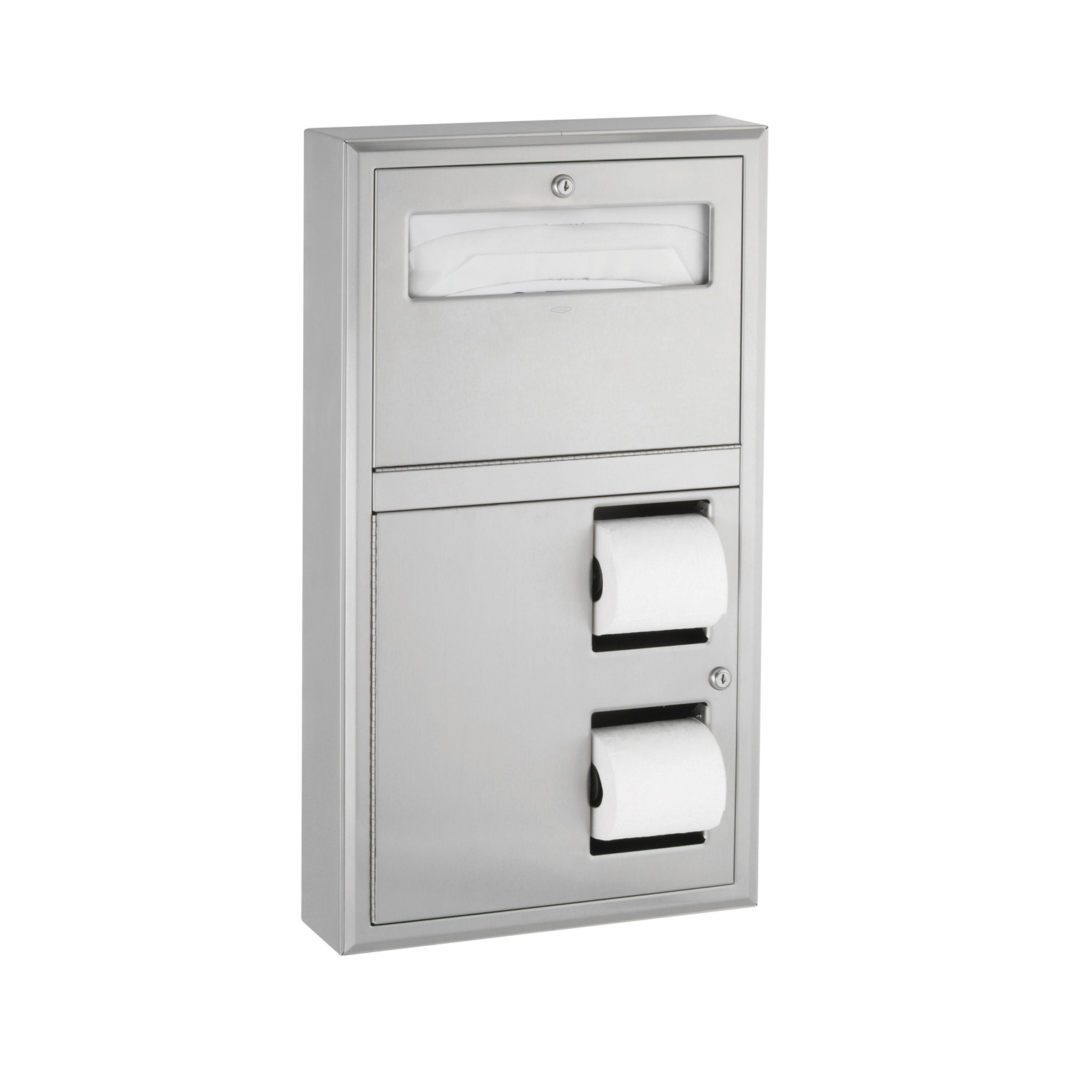 Surface-Mounted Toilet Tissue Dispenser and Seat-Cover Dispenser