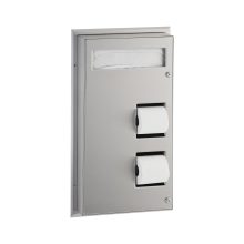 Partition-Mounted Toilet Tissue / Seat Cover Dispenser, Satin Finish