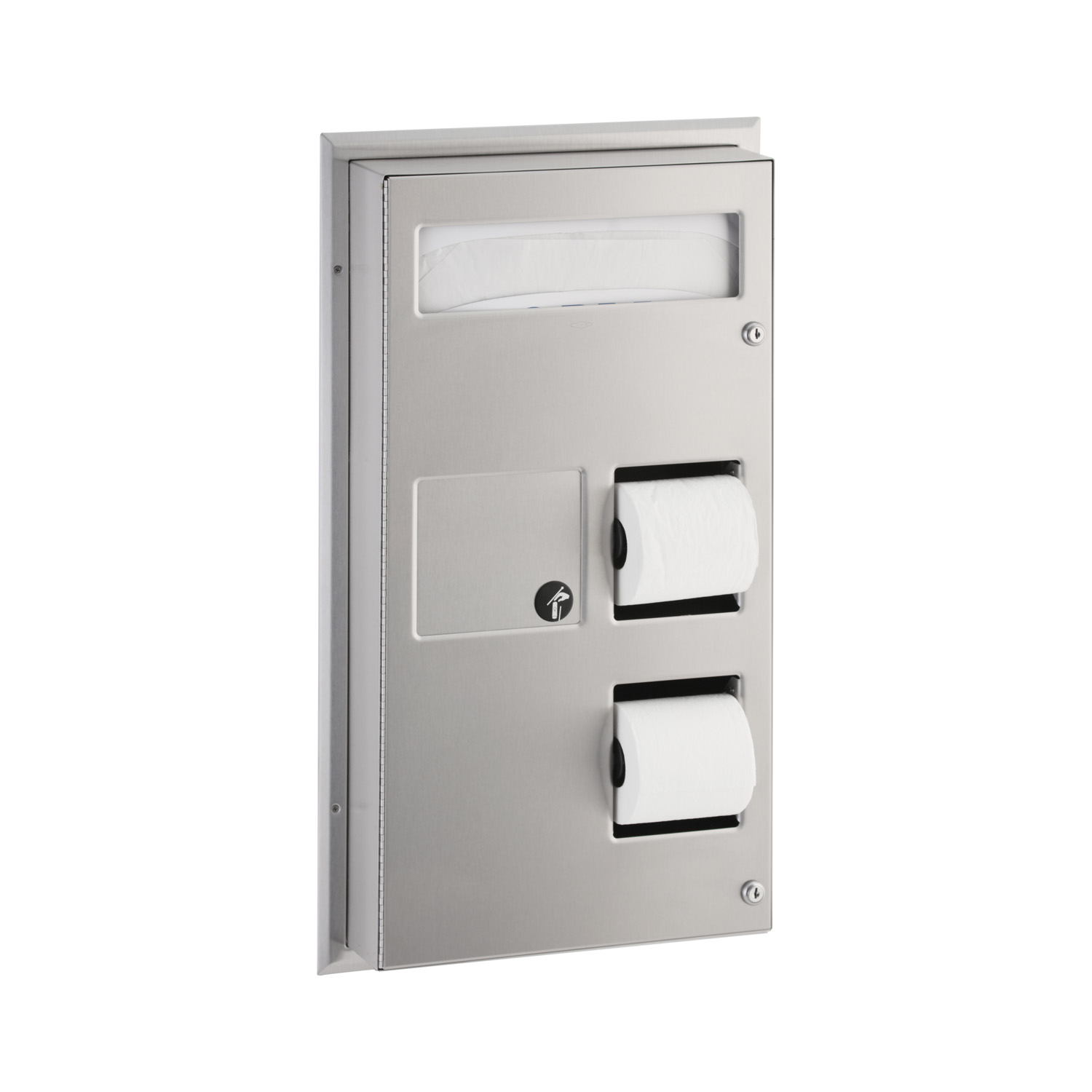 Partition-Mounted Toilet Tissue / Seat Cover Dispenser / Waste Disposal