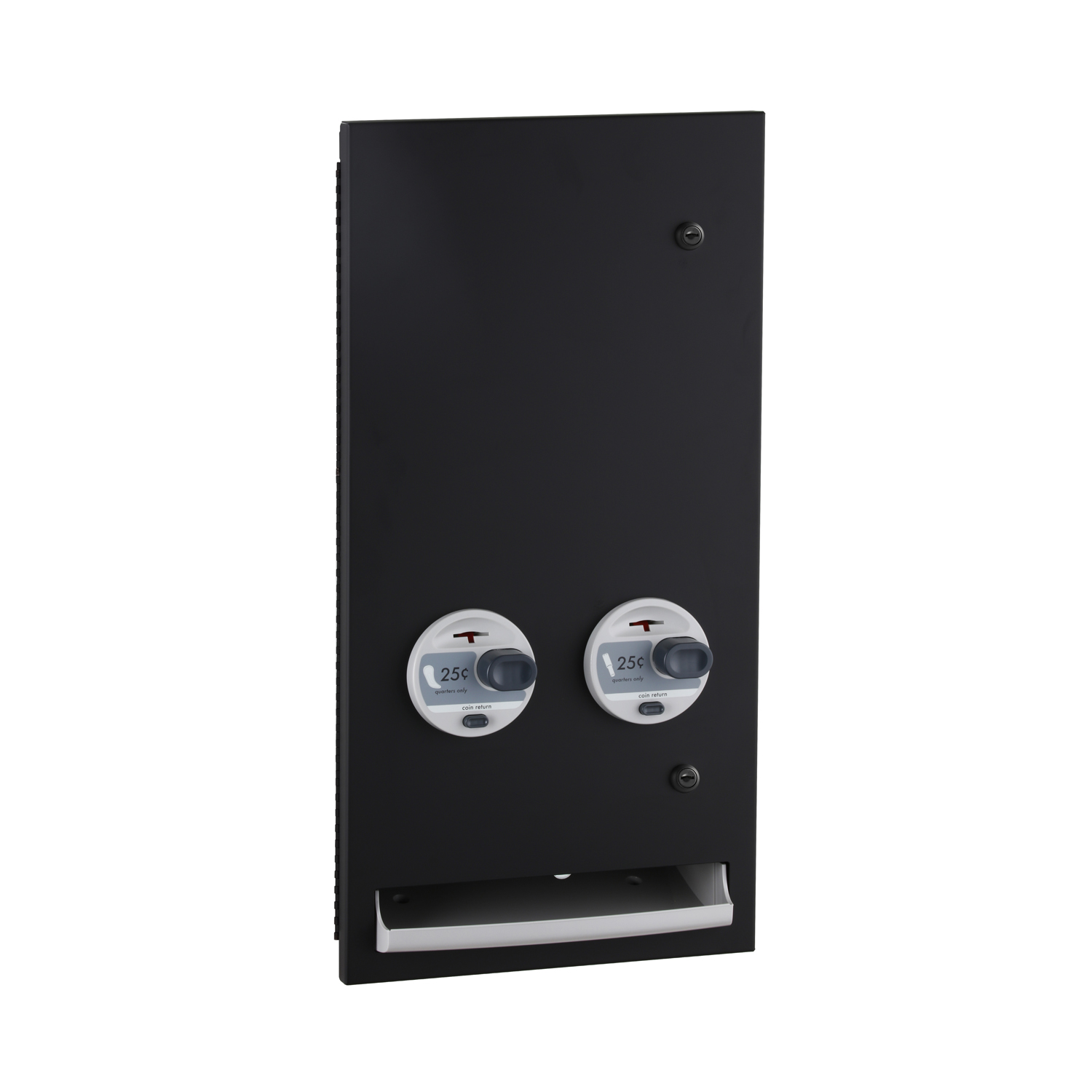 Recessed Napkin-Tampon Dispenser, 25-Cent Operation, Matte Black