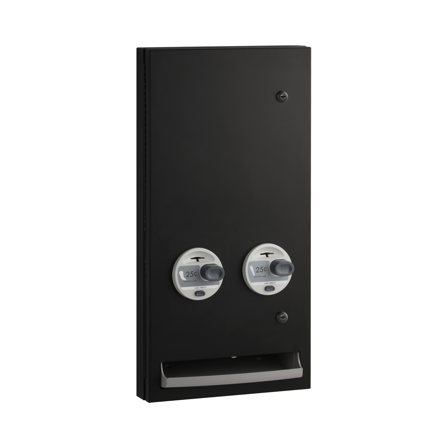 Semi-Recessed Napkin-Tampon Dispenser, 25-Cent Operation, Matte Black