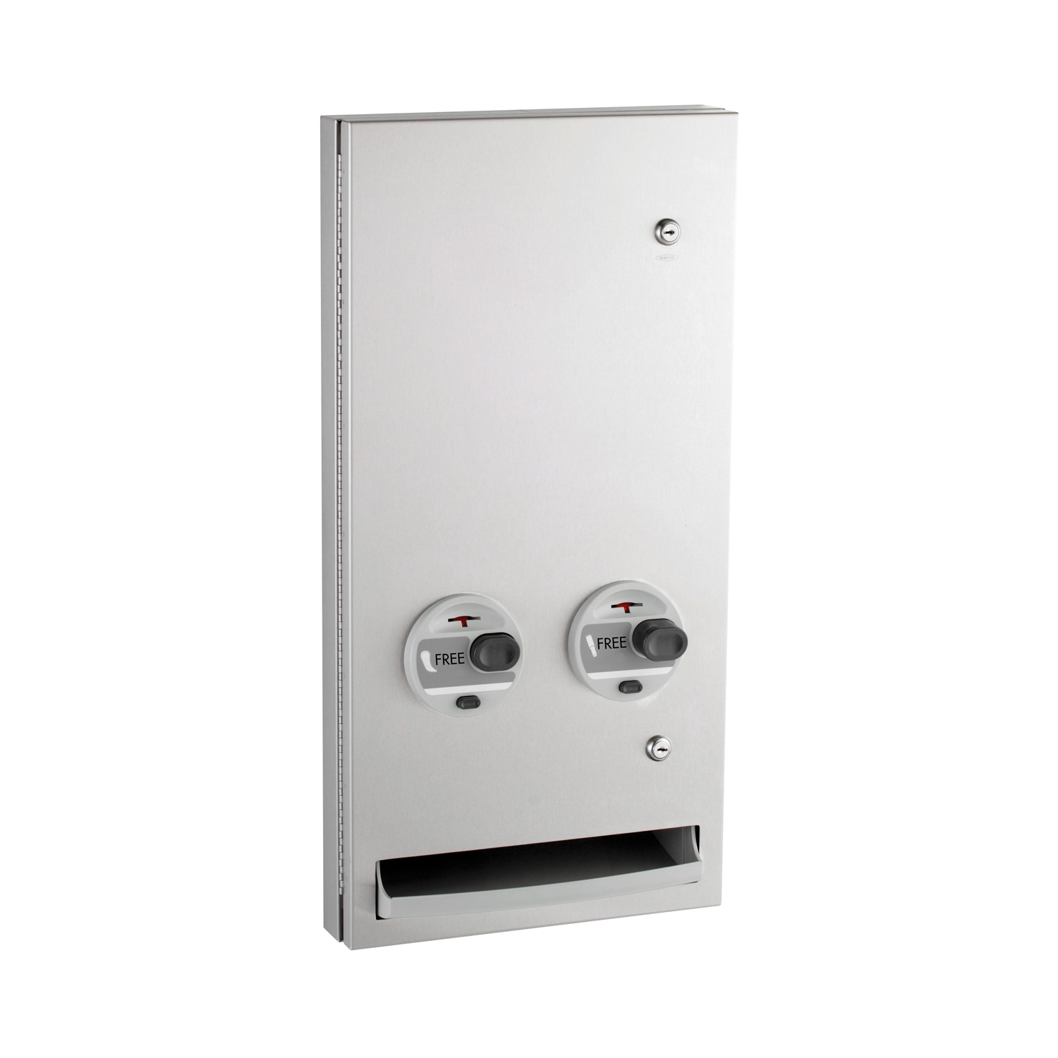 Semi-Recessed Napkin-Tampon Dispenser, Free Operation, Satin Finish