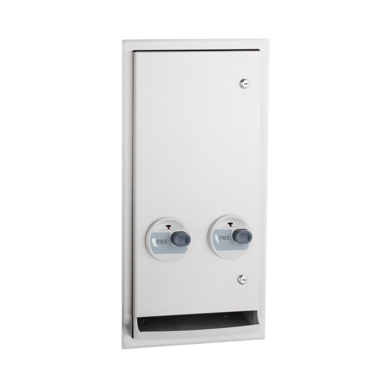 Recessed Napkin-Tampon Dispenser, Free Operation, Satin Finish