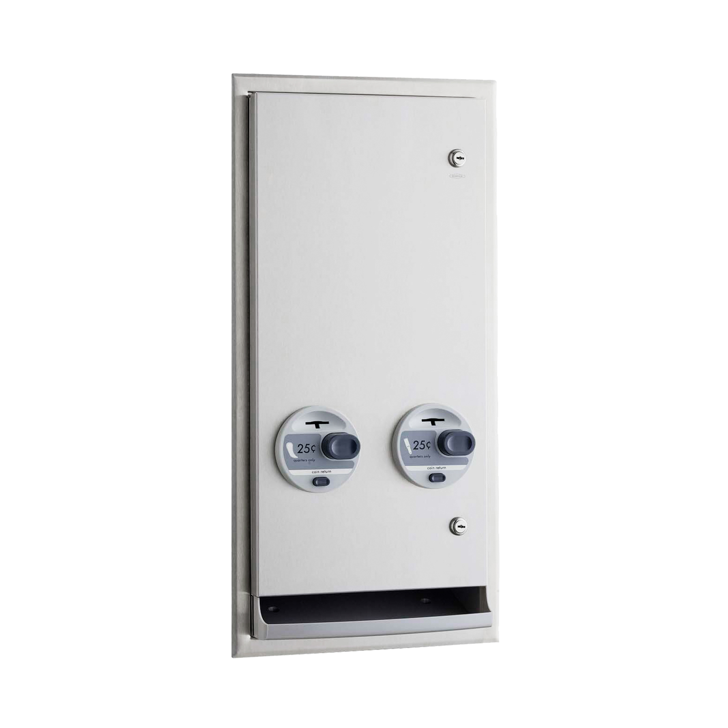 Recessed Napkin-Tampon Dispenser, 25-Cent Operation, Satin Finish